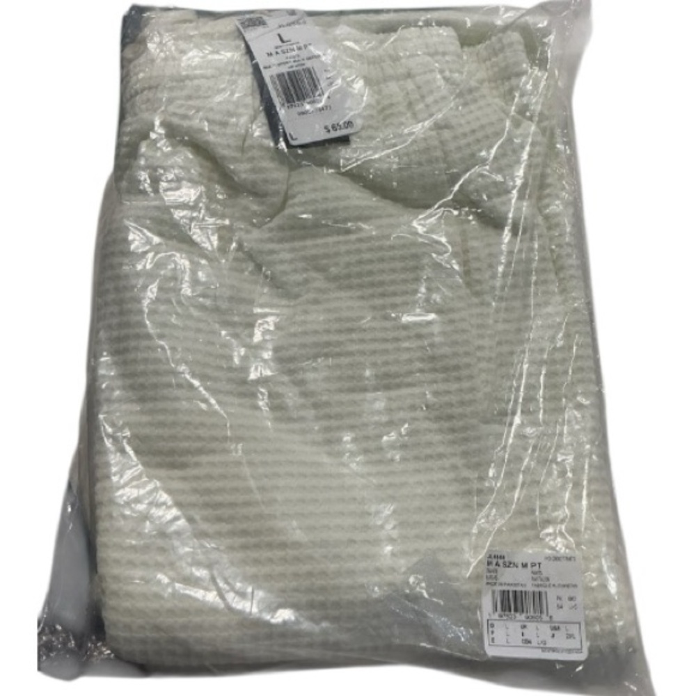 Adidas Men's ALL SZN Waffle Knit Sweatpants Off White Loose Fit Open Hem L New - Picture 7 of 8